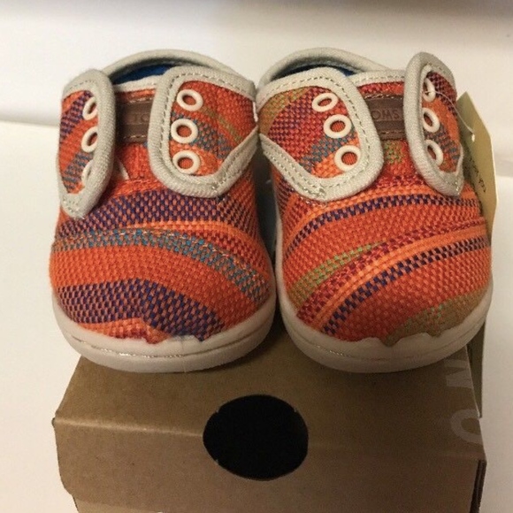 TOMS New Tiny Orange Tropic Cordones Toddler Shoes - Picture 2 of 6